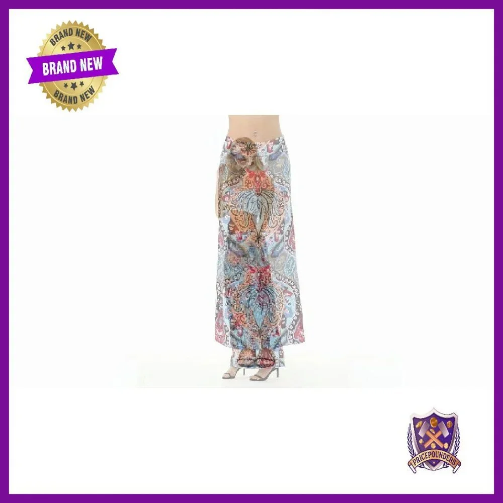 Long Maxi Skirt Elastic Waist Bohemian Print Lightweight Casual - Picture 7 of 8